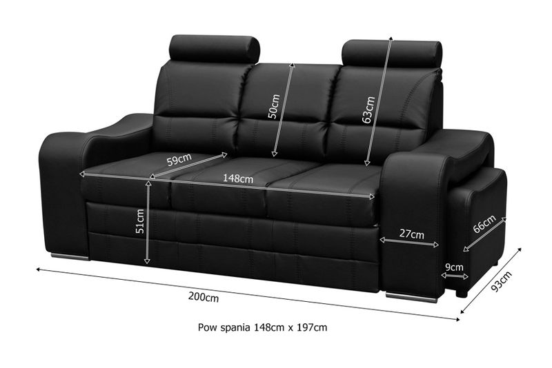 Sofa rozkładana Wenus wymiary