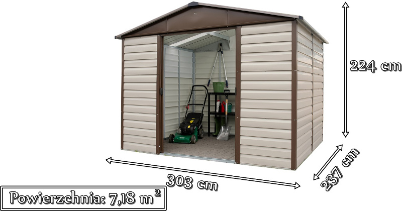 Domek blaszany na działkę Yardmaster 108TBSL wymiary