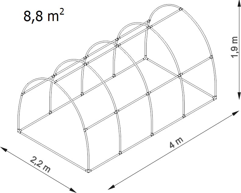 Ogrodowy tunel szklarniowy schemat
