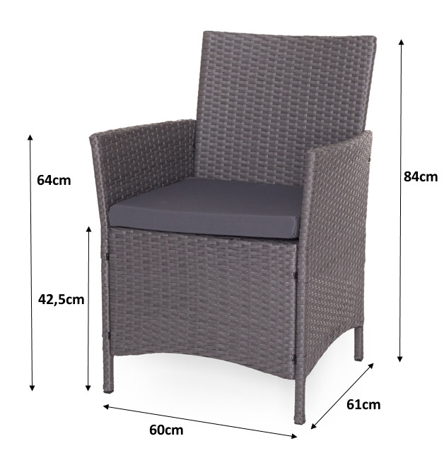 Trimante Fotel technorattanowy Wymiary