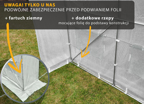 Metalowy tunel foliowy 4,5x3 - montaż do ziemi