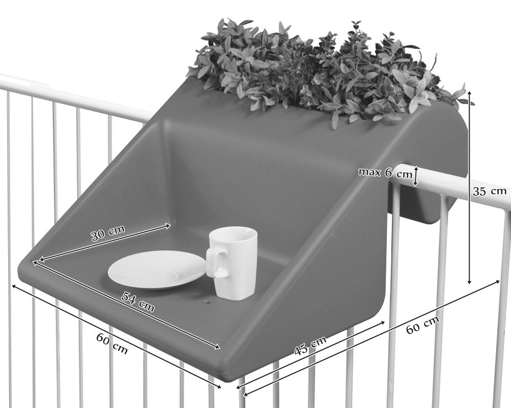 Stolik nowoczesny czerwony na balkon Balkonzept z pojemnikiem - wymiary