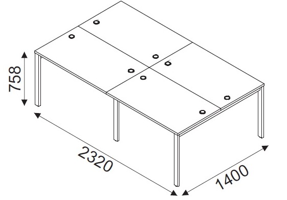 Biurko wielostanowiskowe Svenbox BG041 wymiary