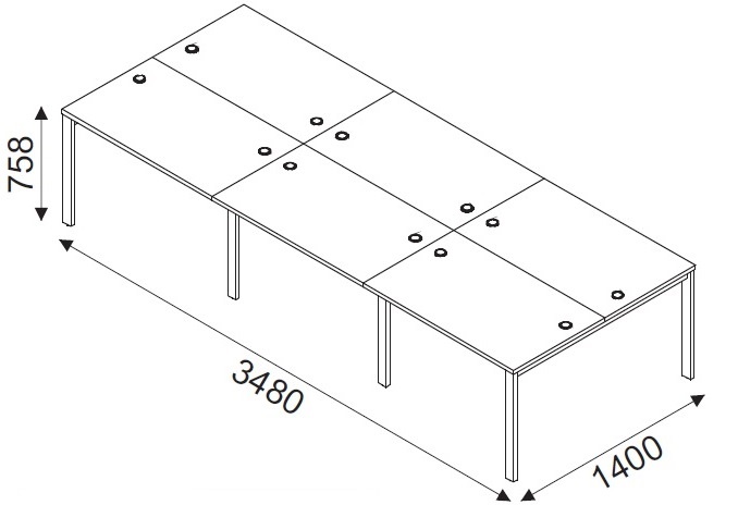 Biurko wielostanowiskowe Svenbox BG061 wymiary
