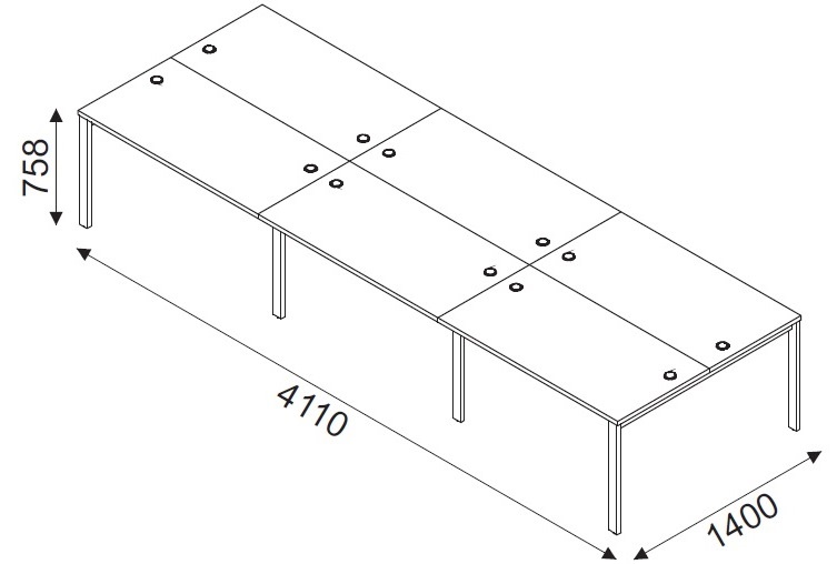 Biurko wielostanowiskowe Svenbox BG063 wymiary