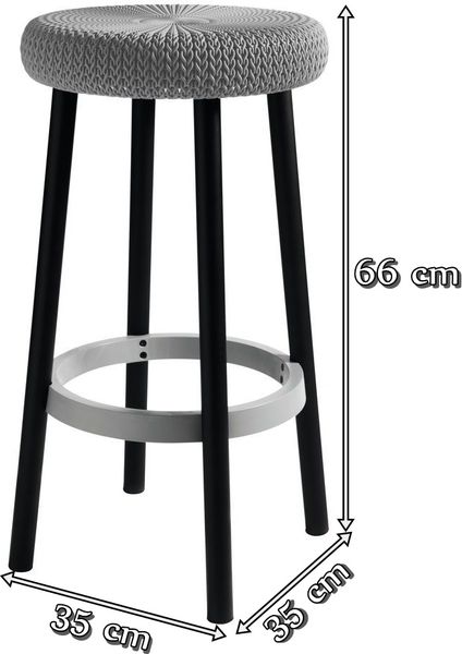 Wymiary stołka z tworzywa Keter Cozy Bar Stool