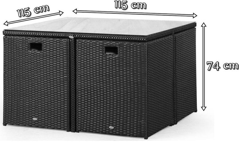 Wymiary zestawu złożonego Cubioso Brown & Ecru