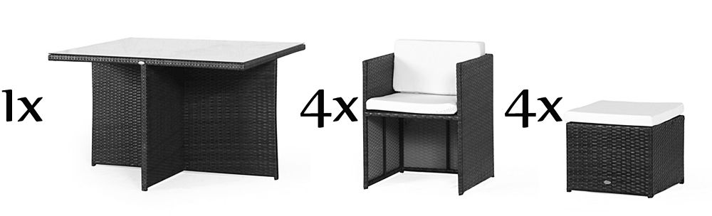 Meble na taras technorattan CUBIOSO Brown & Ecru - zawartość zestawu