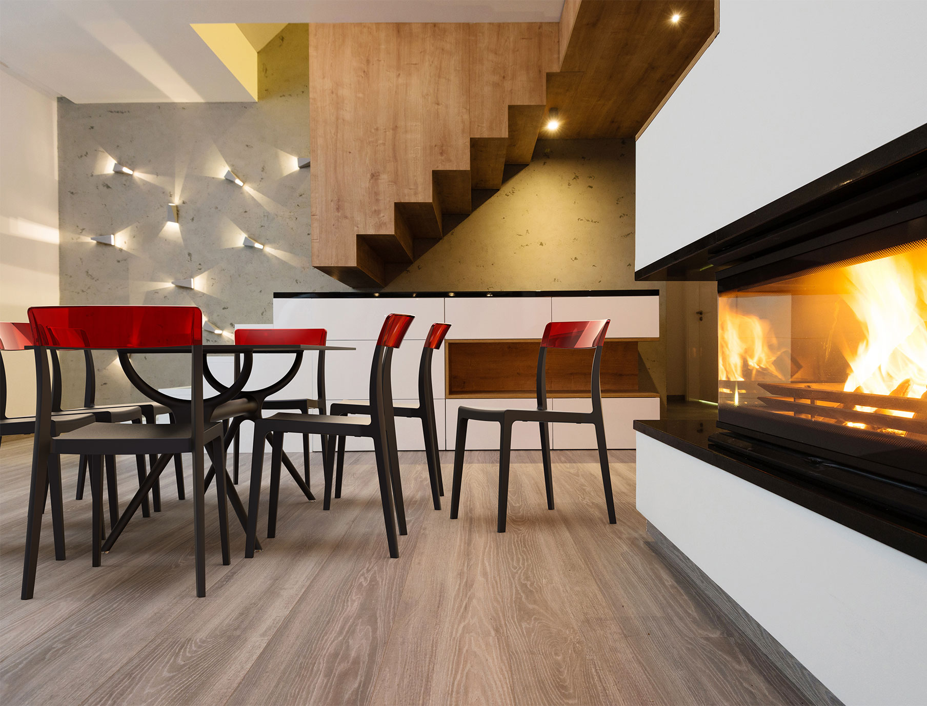 Flash Black/Red - trwałe krzesło konferencyjne z polipropylenu - aranżacja