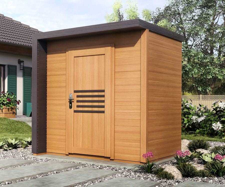 Malowany schowek ogrodowy na narzędzia Bratek 2x2