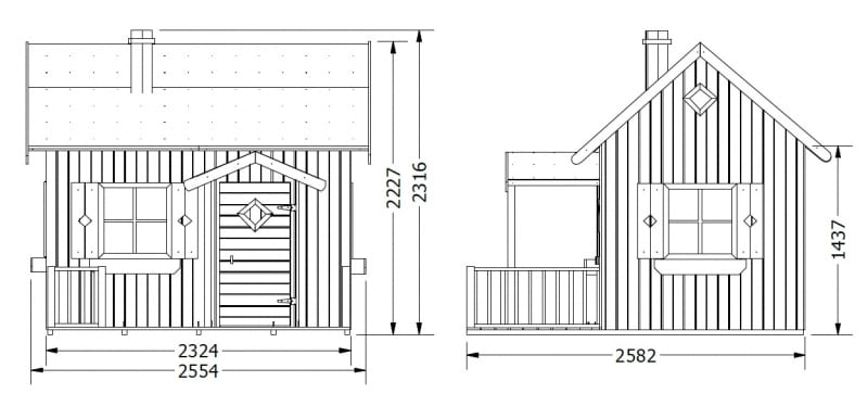 Domek z drewna Maja - wymiary