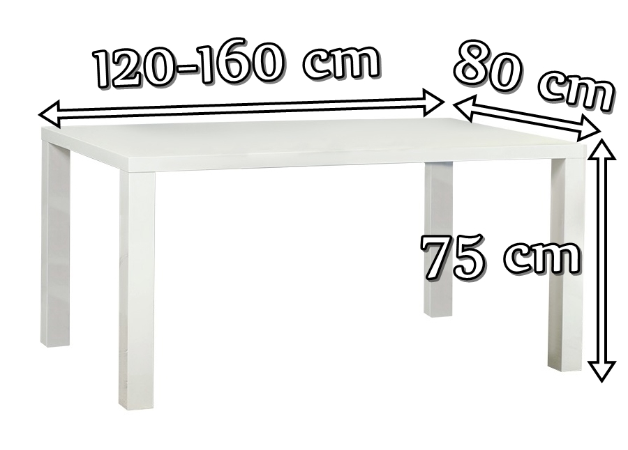 Biały lakierowany rozkładany stół Ronald 120-160cm Halmar - wymiary