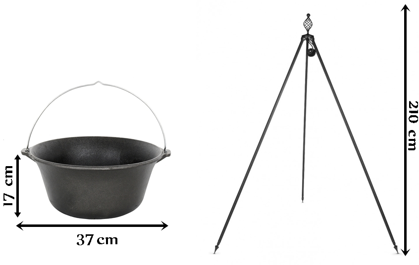 Wymiary kociołka żeliwnego Oskar 11l