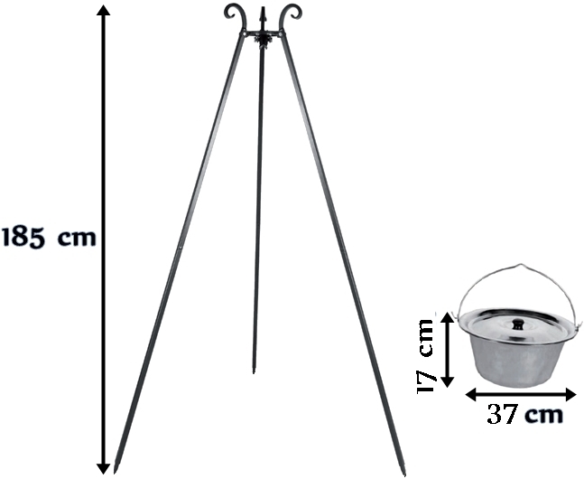Wymiary kociołka nierdzewnego 10l na trójnogu Viking