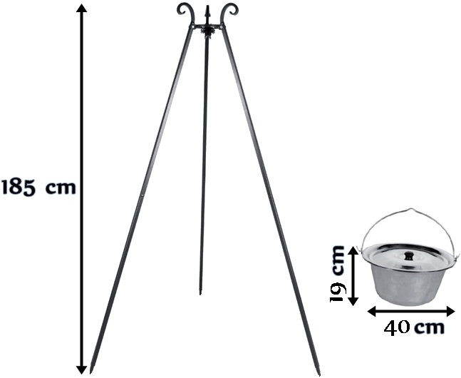 Wymiary Kociołka nierdzewnego Inox 14L na trójnogu Viking - Farmcook