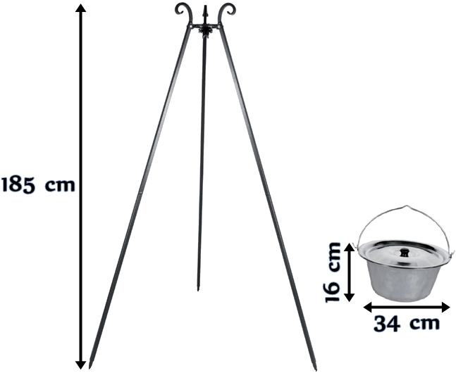 Wymiary Kociołek nierdzewny Inox 8L na trójnogu Viking - Farmcook 