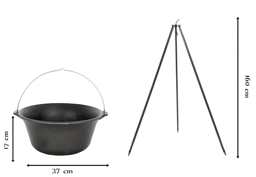 Wymiary kociołka żeliwnego na trójnogu Nobel 11l