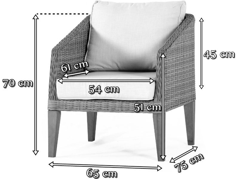 Wymiary fotela GAMBITO Melange Brown & Ivory