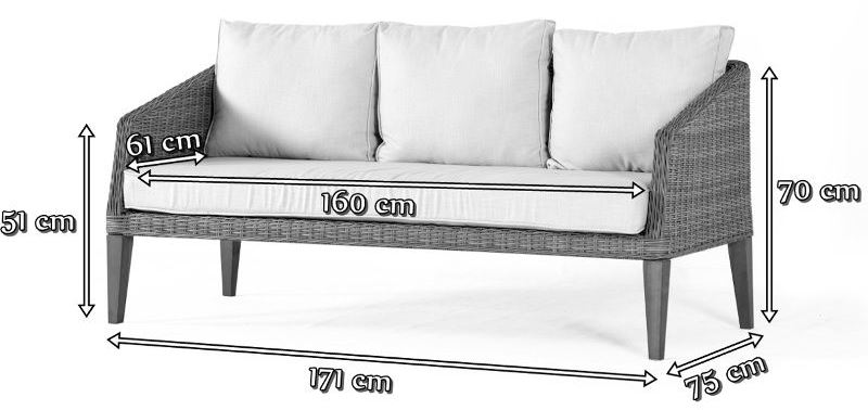 Wymiary sofy GAMBITO Melange Brown & Ivory