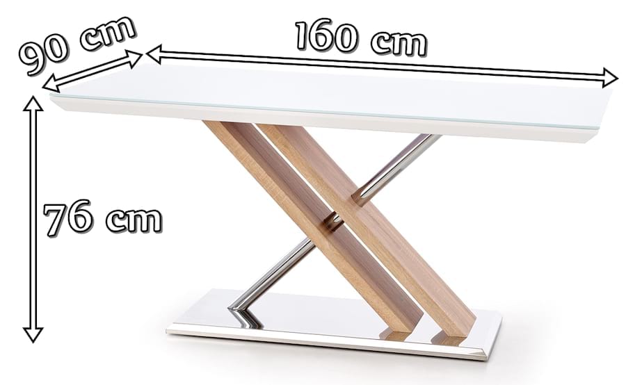 Stół do jadalni z podstawą X Nexus 160cm Halmar - wymiary
