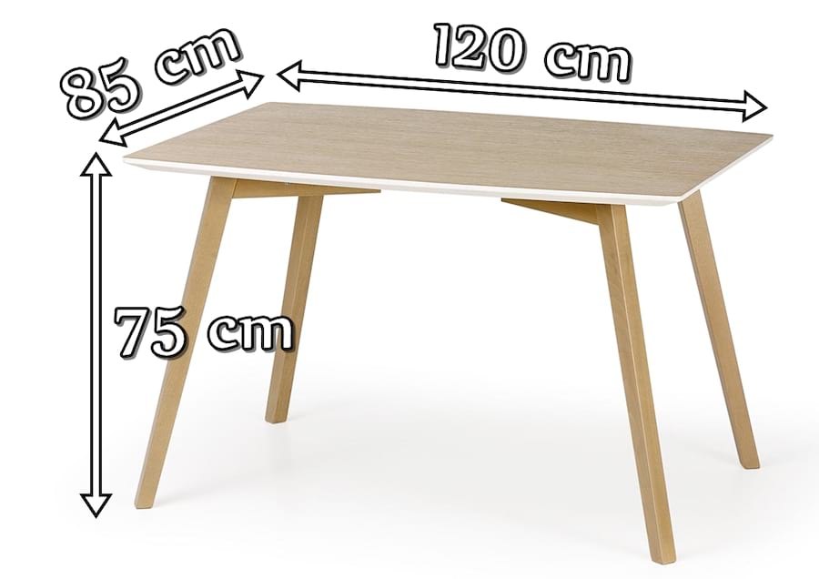Drewniany stół do jadalni 120cm Petrus dąb sonoma Halmar - wymiary