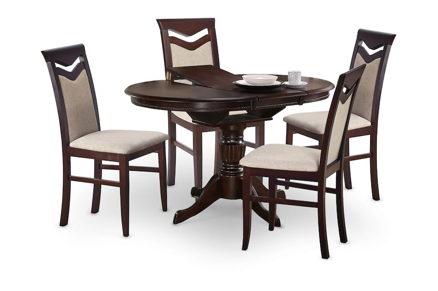 Aranżacja okrągły drewniany stół do salonu 106-140cm William Halmar