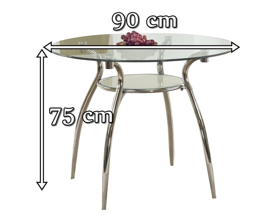 Okrągły stół ze szklanym blatem 90cm Adam Halmar - wymiary