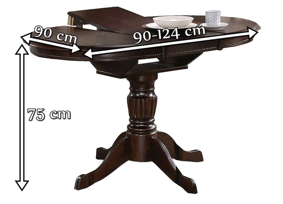 Okrągły drewniany stół do salonu 106-140cm William Halmar - wymiary