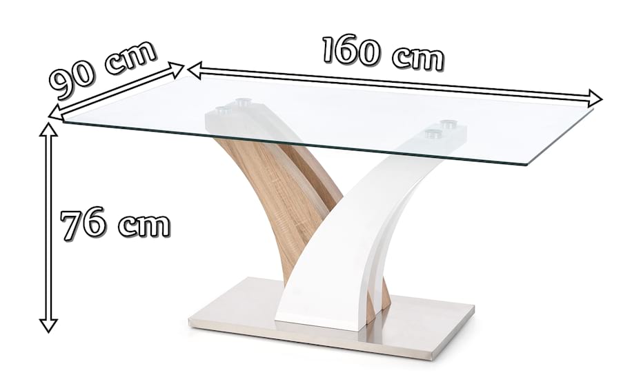 Stół do jadalni ze szklanym blatem Vilmer Halmar