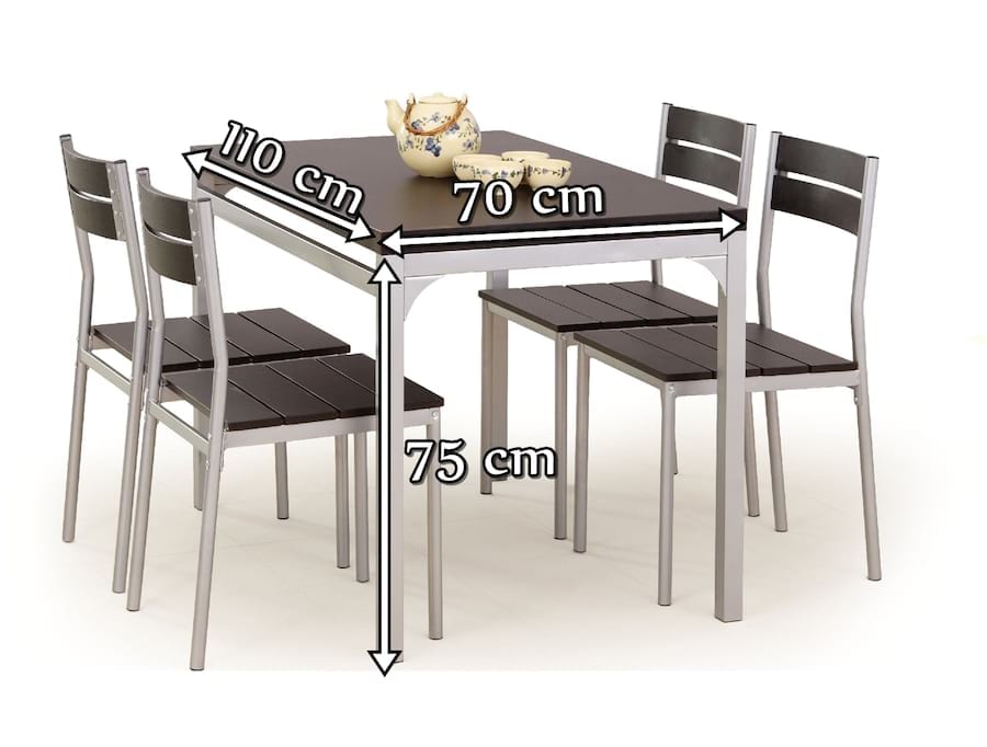 Zestaw mebli obiadowych wenge Malcolm Halmar - wymiary