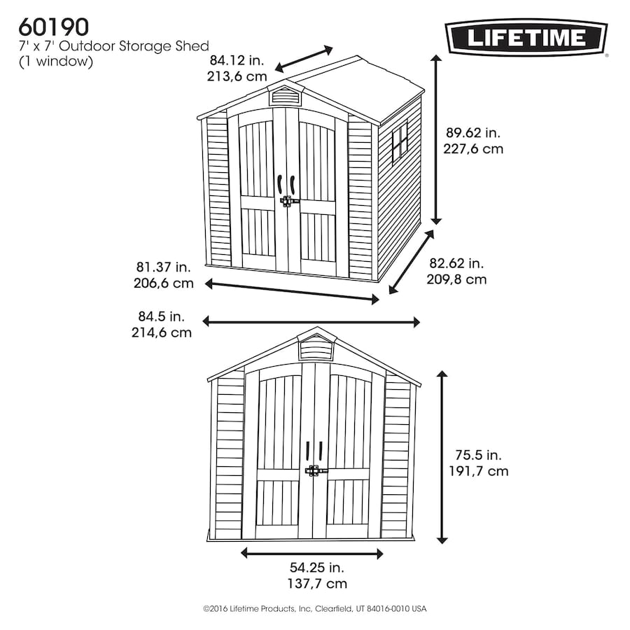 Domek narzędziowy Lifetime 213x213 wymiary