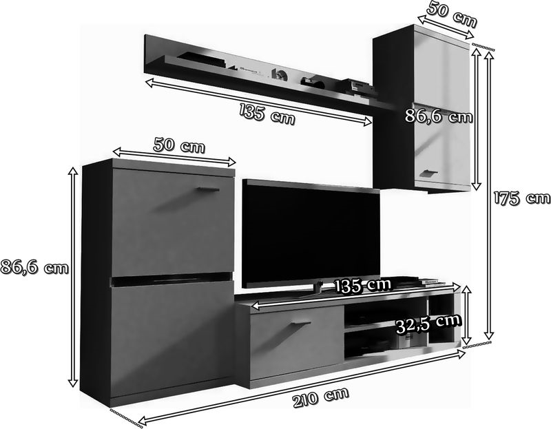Meblościanka Intel wymiary