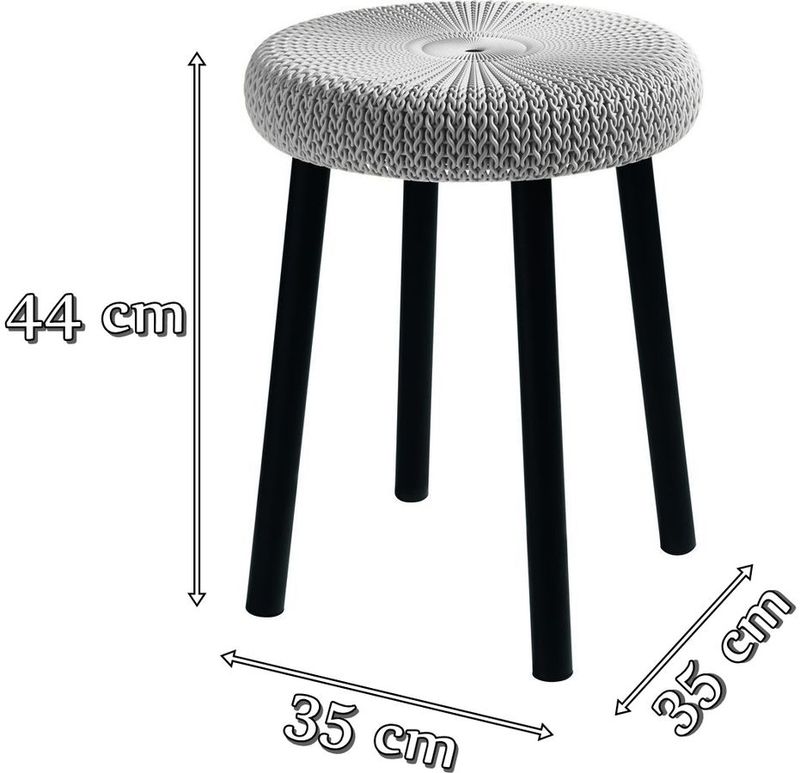 Wymiary stołka z tworzywa Keter Cozy Stool