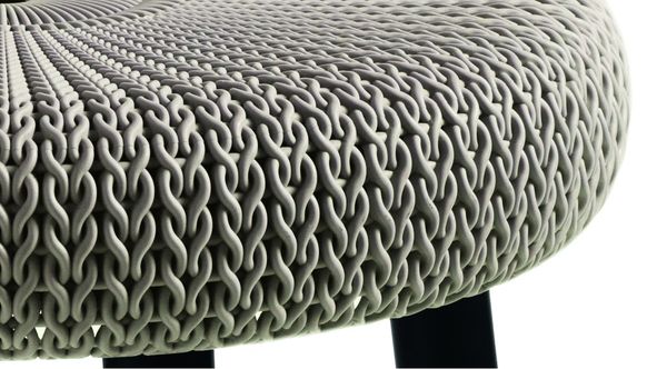 Zbliżenie na strukturę siedziska stołka Keter Knit Cozy Stool Piaskowy
