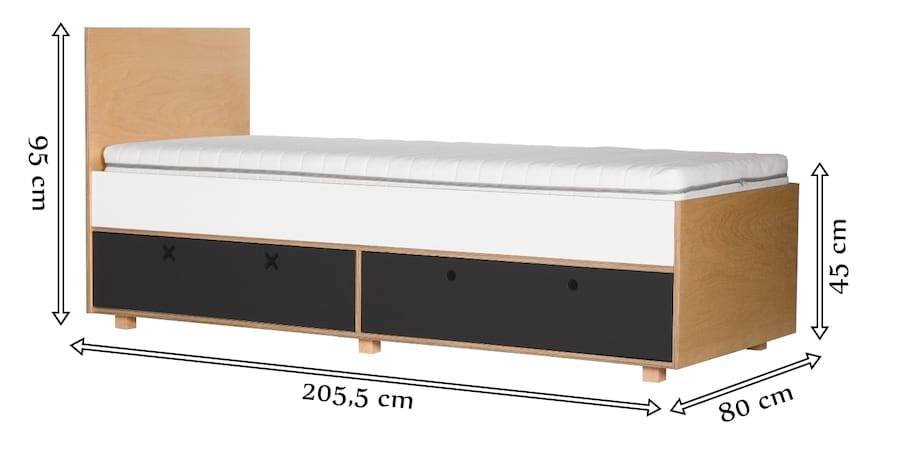 Łóżko kółko i krzyżyk czarne