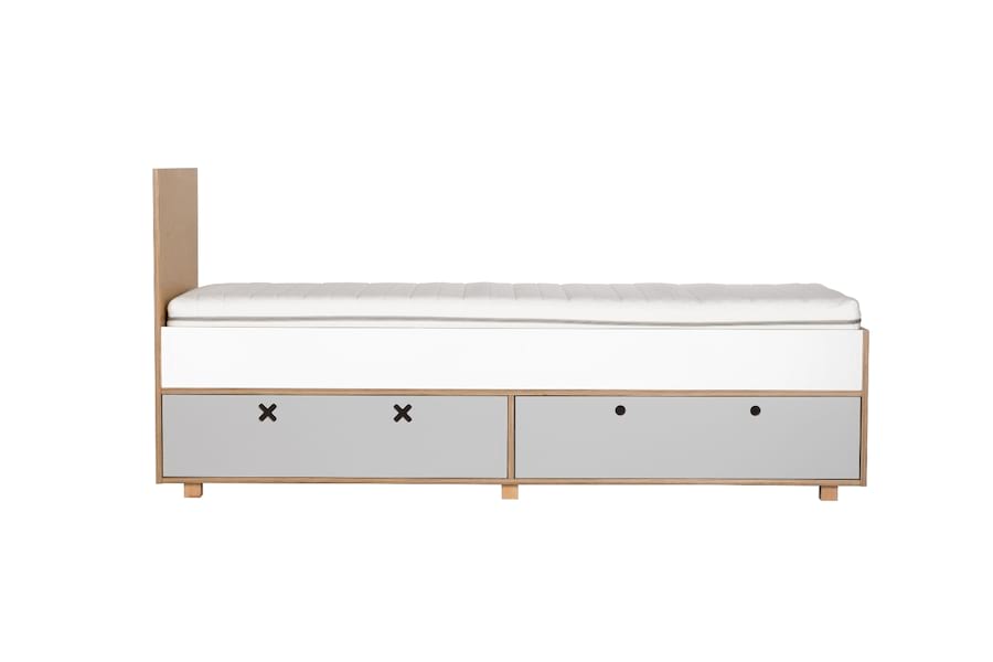 Łóżko kółko i krzyżyk szare