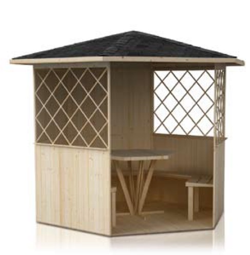 Altana ogrodowa z drewna z podłogą i ławkami Maciejka