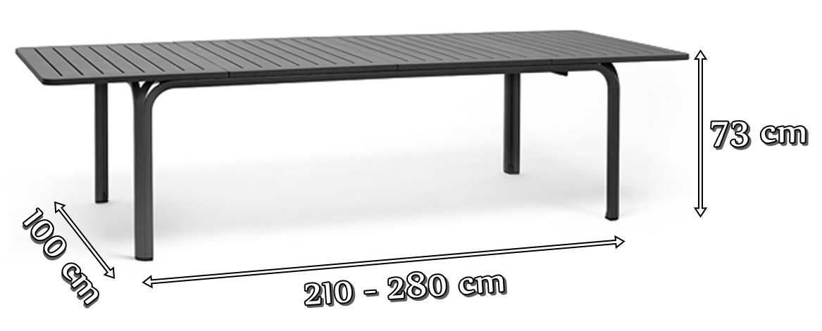 Nardi Alloro 210 stół ogrodowy Anthracite