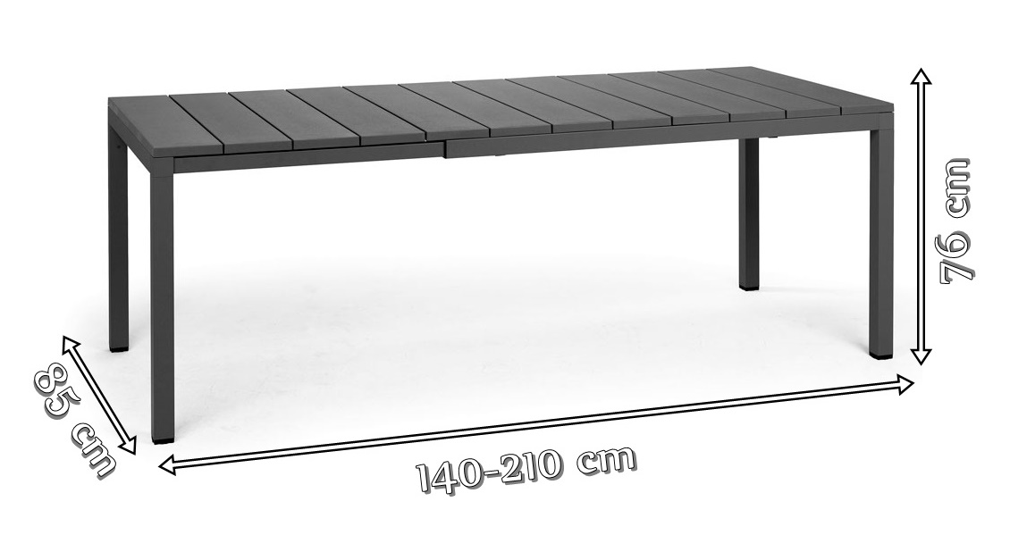 Nardi stół na taras Rio 140 Antracite/Antracite