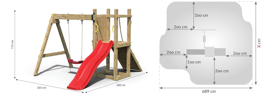 Drewniana huśtawka ze zjeżdżalnią dla dzieci Fungoo Dexter