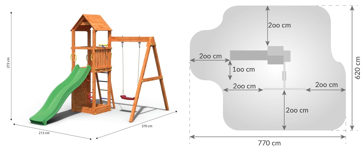 Plac zabaw z drewna do ogrodu Fungoo Flippi