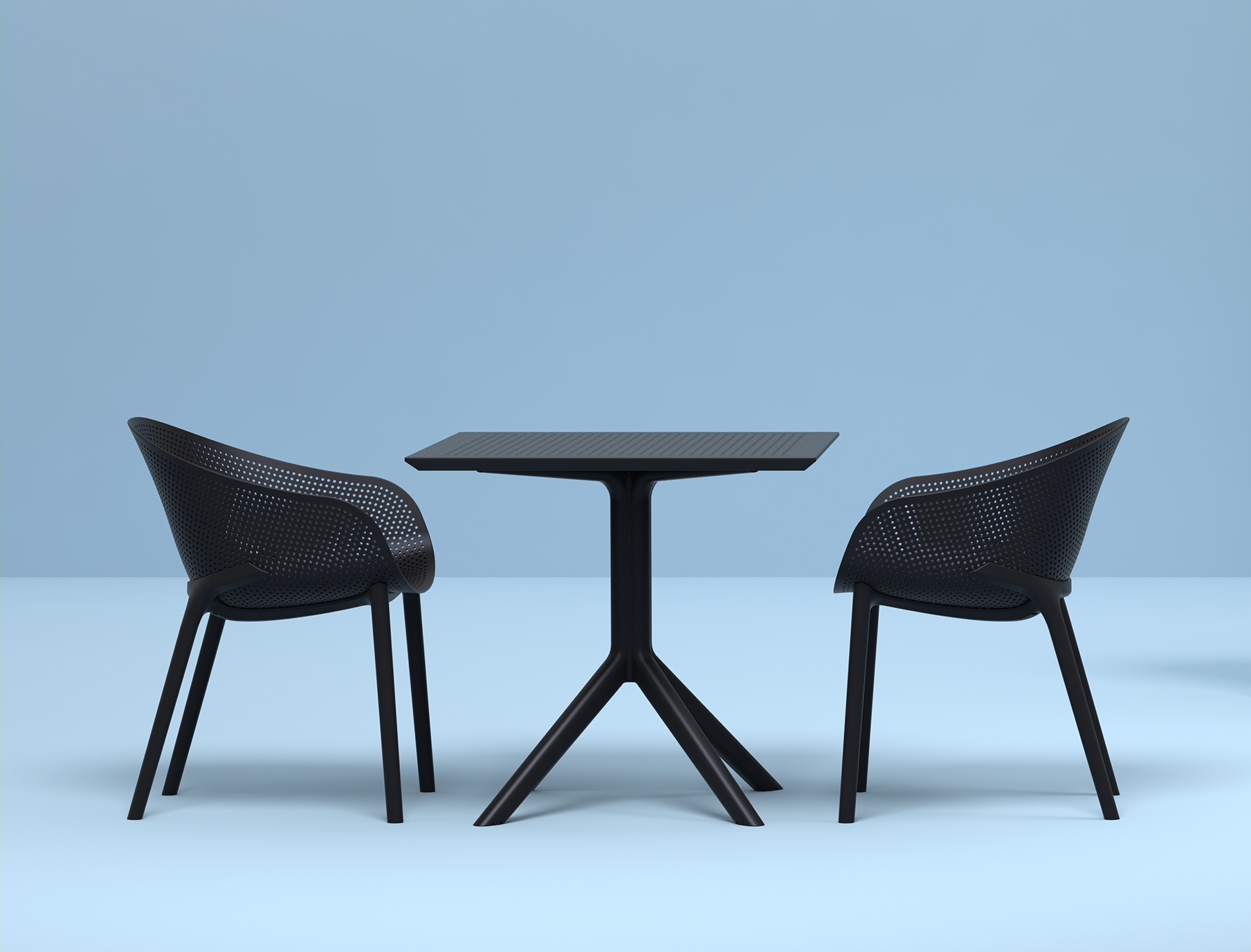 Krzesło z podłokietnikami ażurowe Sky Black - aranżacja