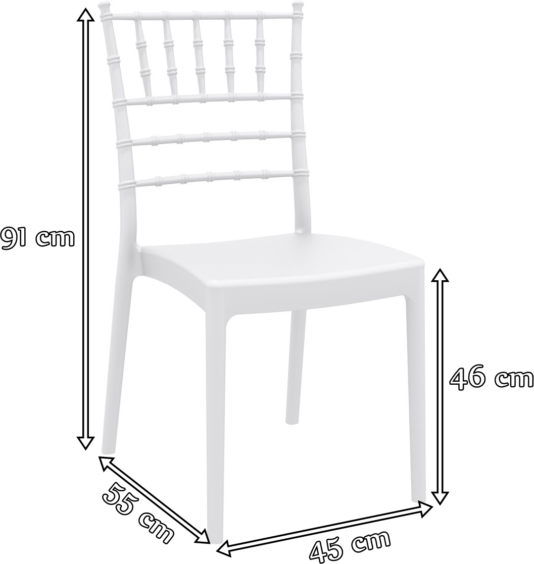 Wytrzymałe krzesło proste Josephine White - wymiary