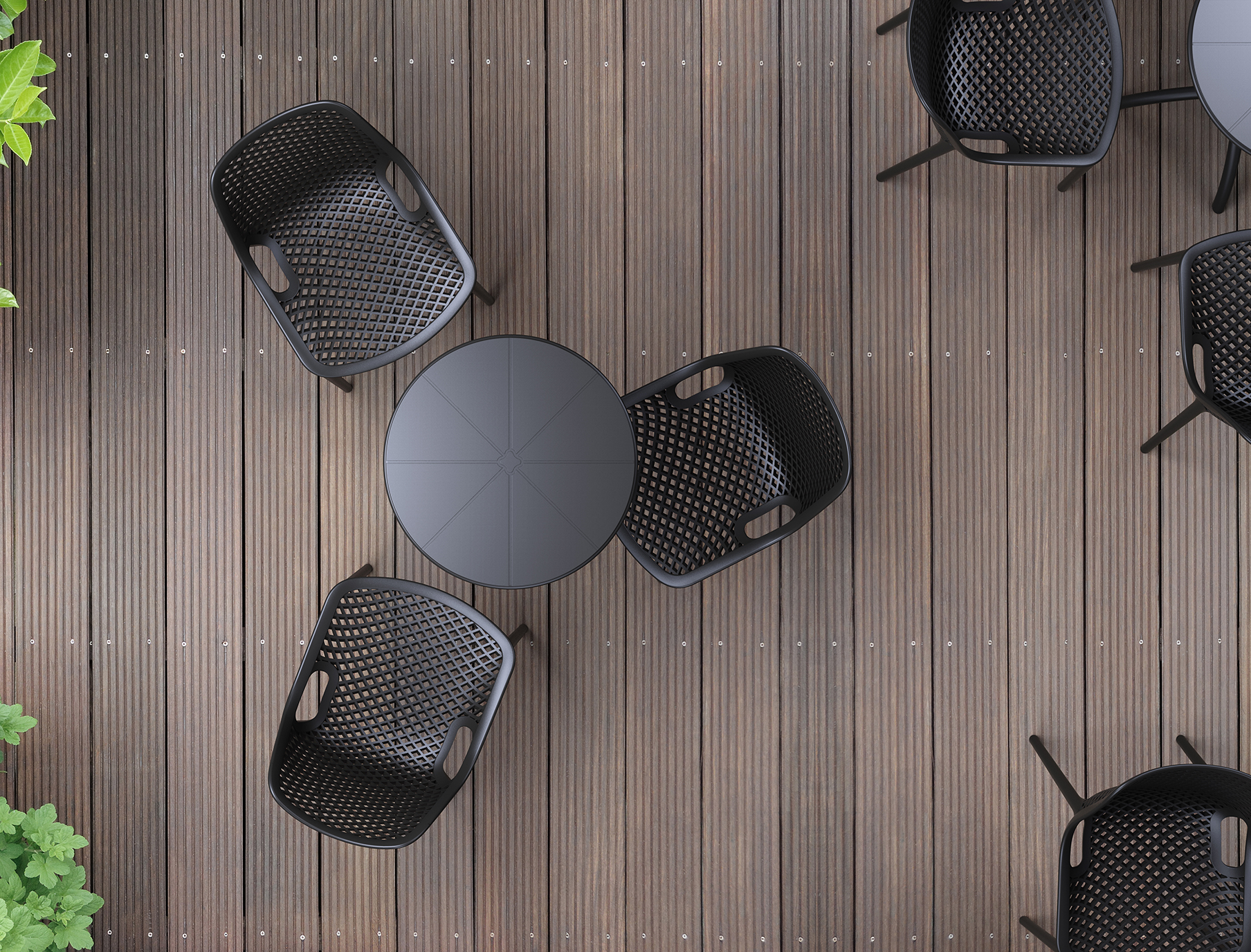 Air Black - proste krzesło ażurowe z tworzywa - wygodne krzesło na taras