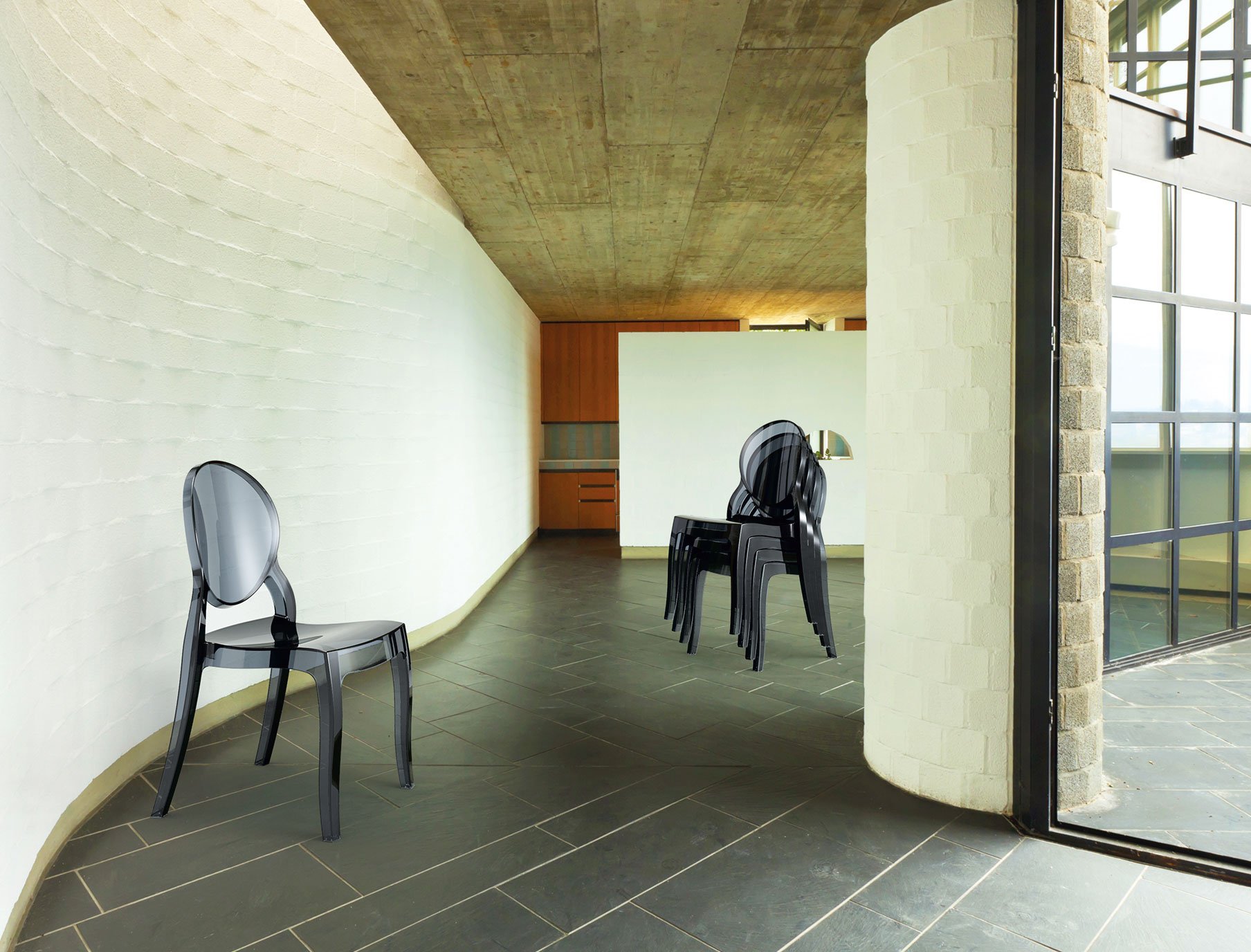 Siesta Elizabeth Black Transparent krzesło bankietowe - sztaplowanie