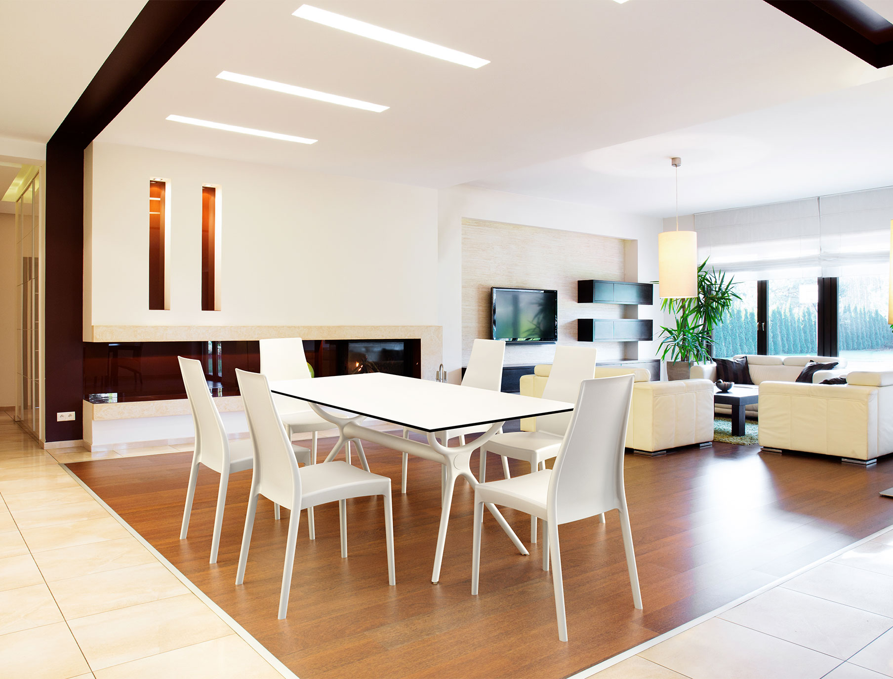 Krzesło bankietowe proste Miranda White - aranżacja jadalni