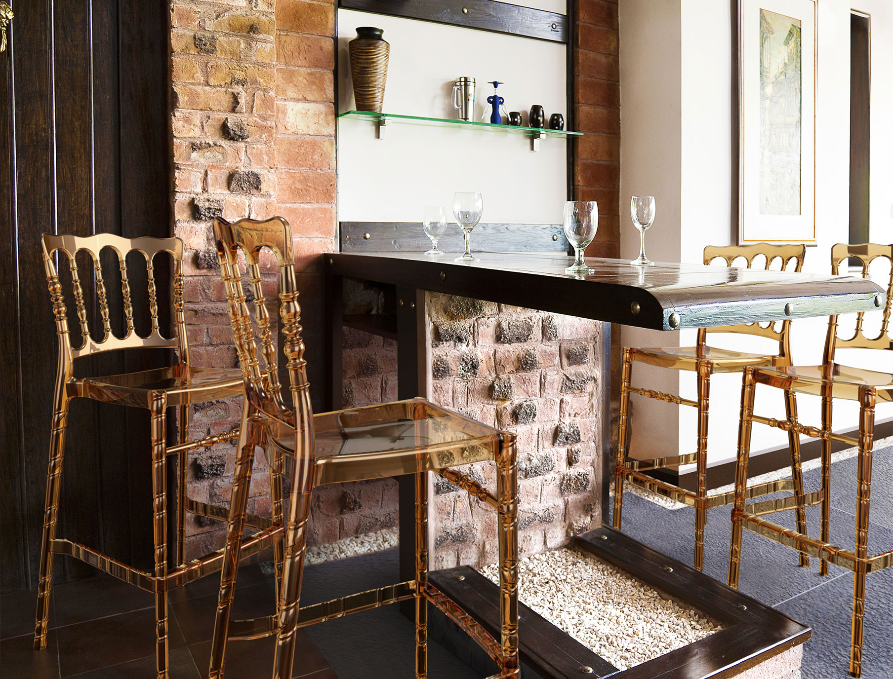 Hoker barowy przezroczysty Oper Bar 75 - aranżacja