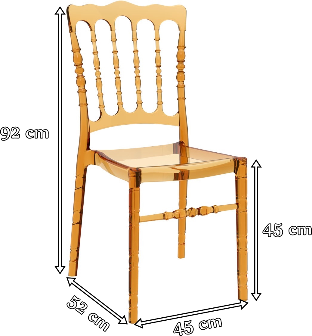 Mila Yellow wytrzymałe krzesło plastikowe - wymiary