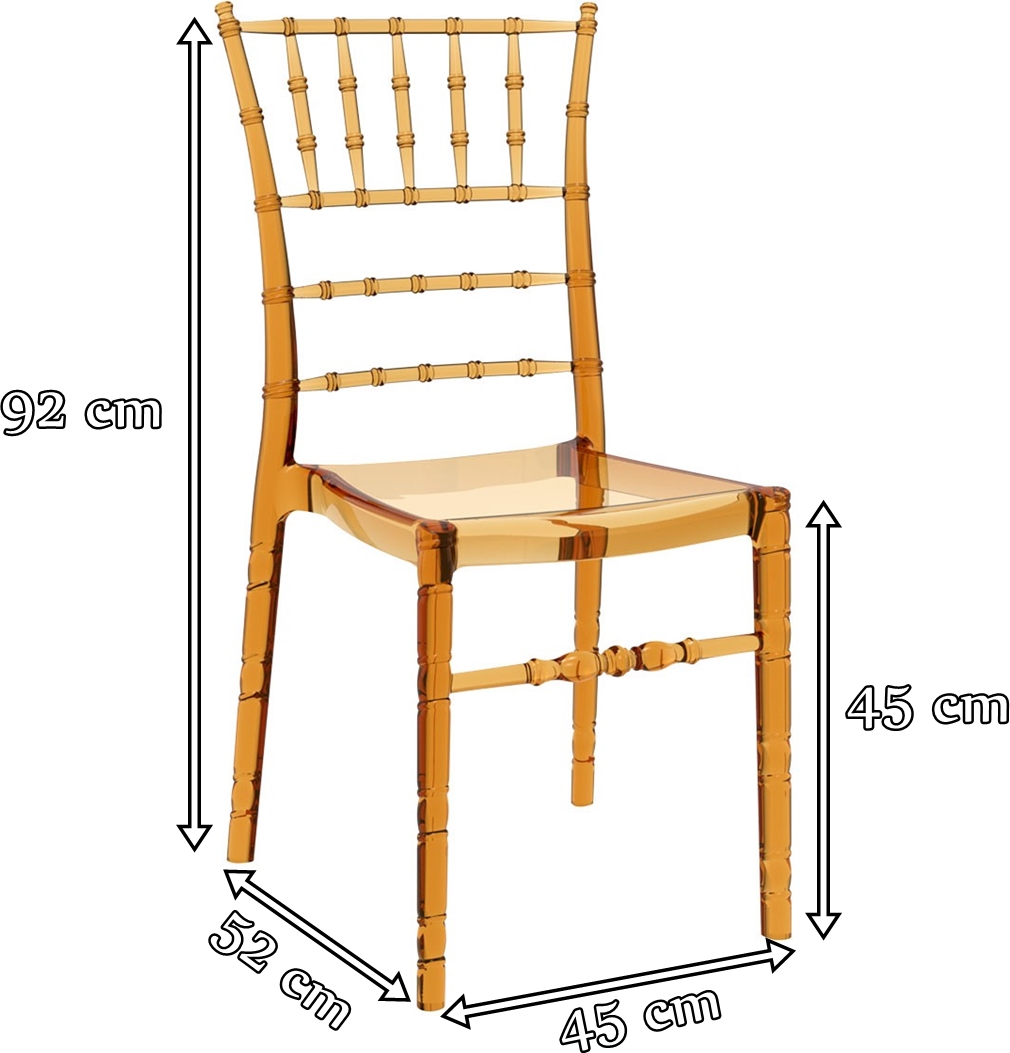 Mila Yellow wytrzymałe krzesło plastikowe - wymiary