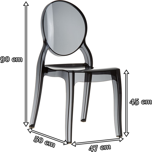 Elizabeth Black Transparent krzesło bankietowe - wymiary